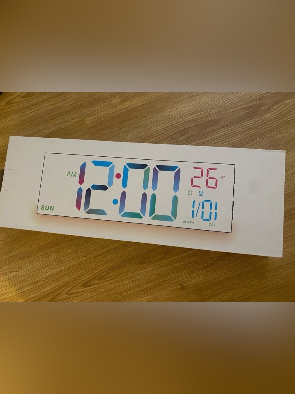 Multi-Color LED Digital Wall Clock - White Frame